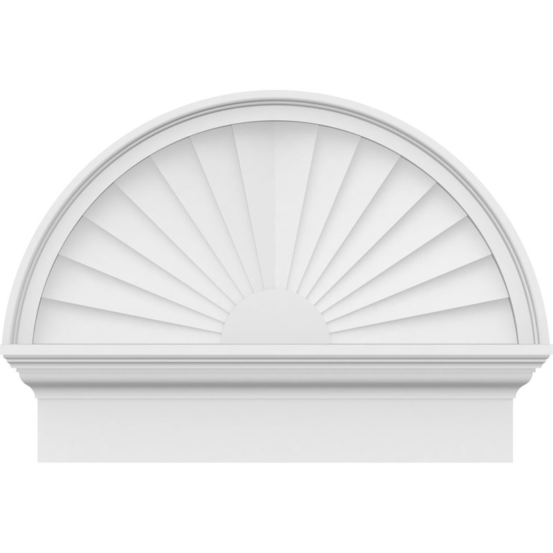 Demi-cercle à fronton en PVC de qualité architecturale Sunburst, H 18 3/4 po x l 24 po x P 2 3/4 po