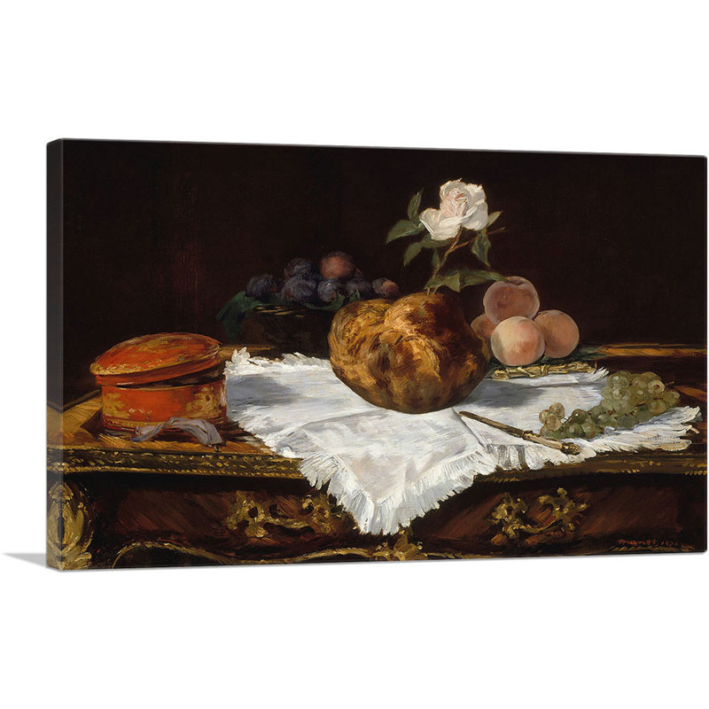 «The Brioche 1870» par Edward Manet, reproduction d'art sur toile tendue, H 18 po x l 26 po x P 1,5 po