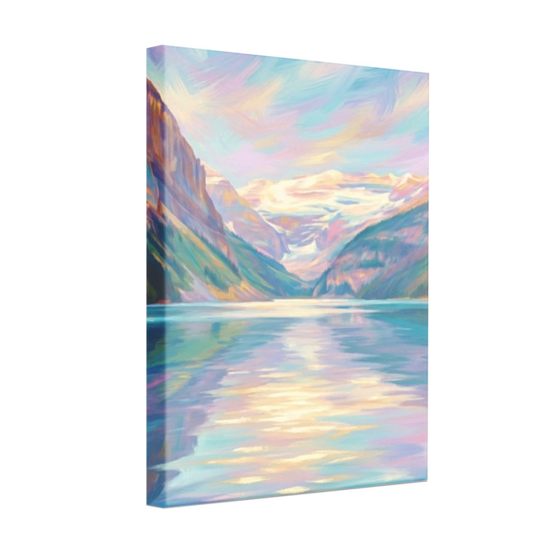 Abstrait, montagne, lac, ciel, réflexion, art sur toile, H 24 po x l 16 po