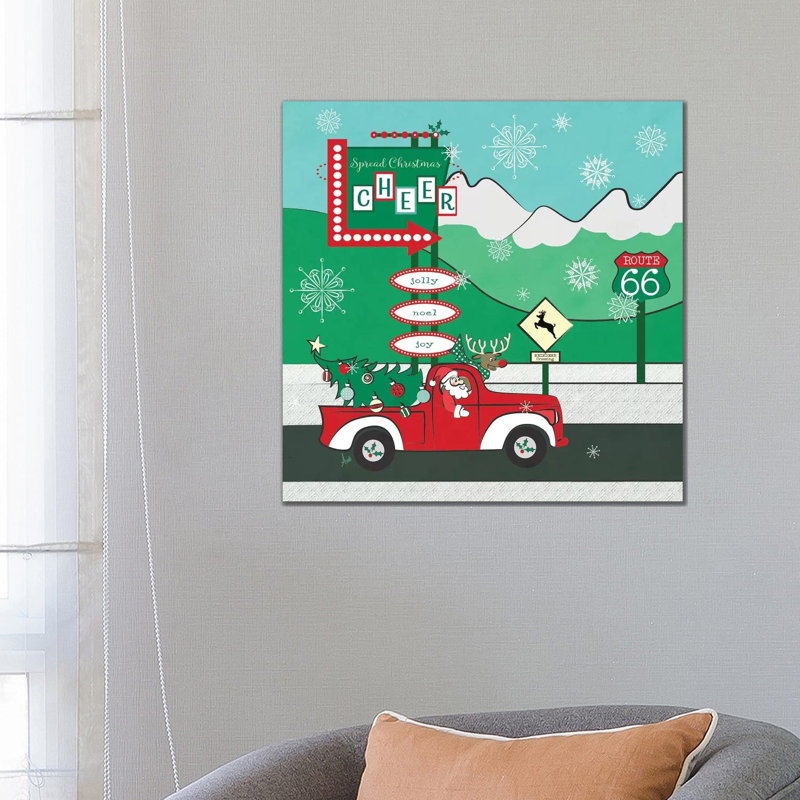 Retro Santa Driving II by Andi Metz - Wrapped Canvas Print, 66.04 cm H x 66.04 cm W x 1.91 cm D