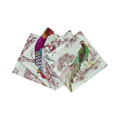 Serviettes de cocktail en satin de coton Pheasant Fall