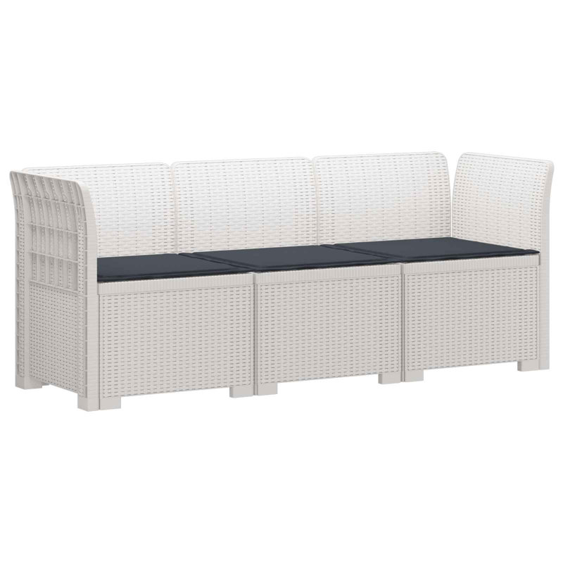  Garden Sofa Rattan Look PP Outdoor Seating Modern Lounge Modular Casual, Light Grey, White