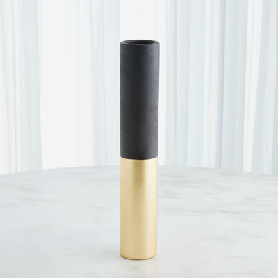 Collins Vase-Matte Black/Gold Metallic-Lg
