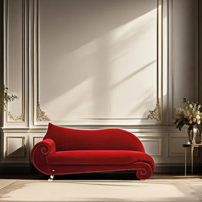 Chaise longue élégante paresseuse rétro, Orienté à gauche (vu de face)