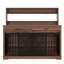 Meuble de rangement pour chien de 55,1 po pour grands ou 2 chiens de taille moyenne, table cage robuste avec 2 tiroirs et tablettes de rangement, meuble télé, table de bout pour 2 chiens avec verrous séparateurs
