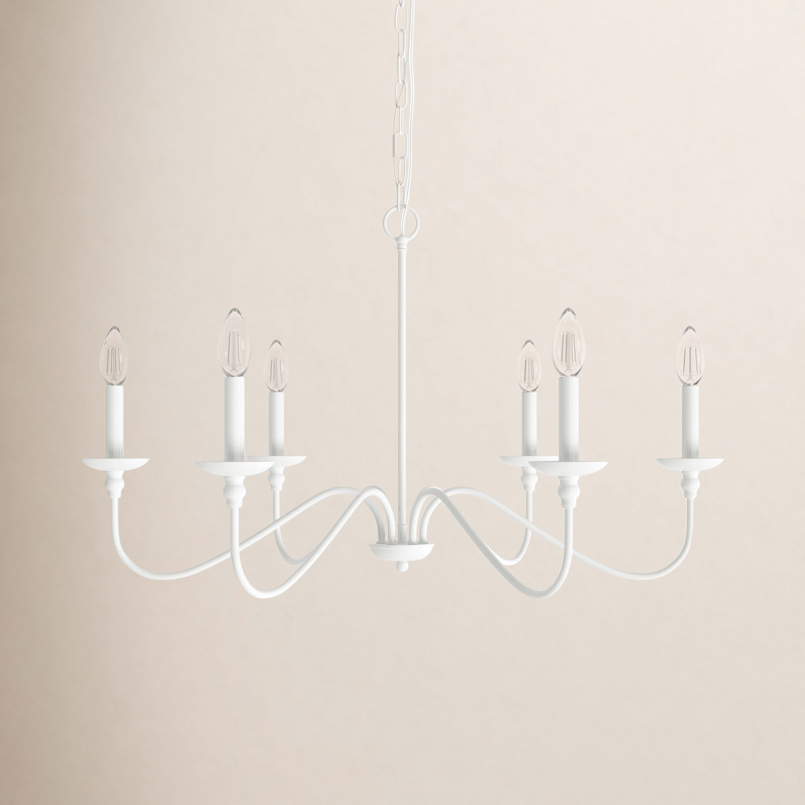 Ableton Iron 6-Light Chandelier, 18" H x 30" W x 30" D, White