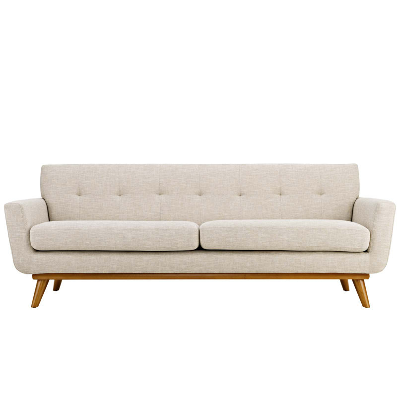 Modway Engage Upholstered Fabric Sofa, Beige Polyester Blend