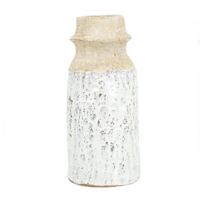 Cylindrical Terracotta Flower Vase - Earthy White - D4.5x10.5"