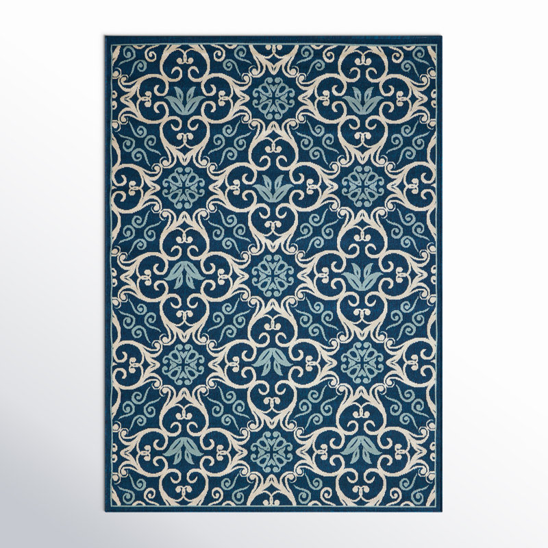Machine-Woven Stain Resistant Floral Area Rug, Rectangle 6'7" x 9'6"