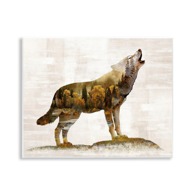 Art mural, motif de forêt, loup, par Amber Sterling