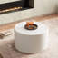 Table basse de salon, base tambour blanc propre avec plateau rond en verre trempé, largeur de 27,56 pouces, rangement dissimulé