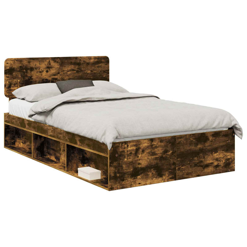 Solid Wood Bed Frame, Double (4'6), Smoked Oak