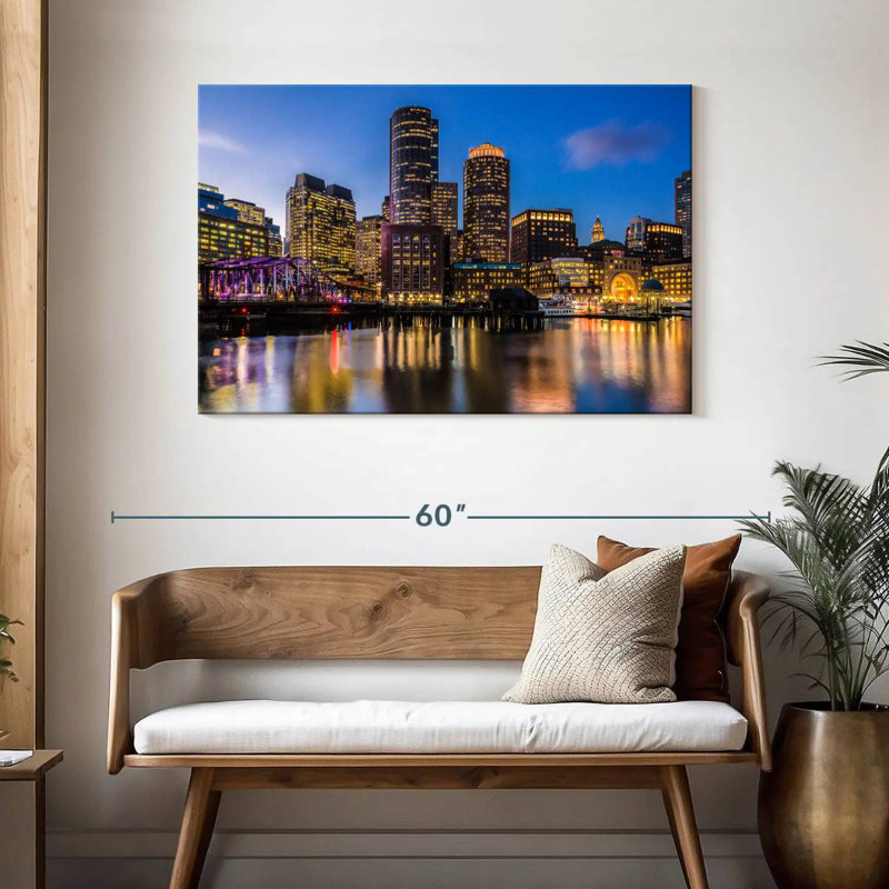 Ravi illuminé l'horizon de Boston, H 30 po x l 45 po