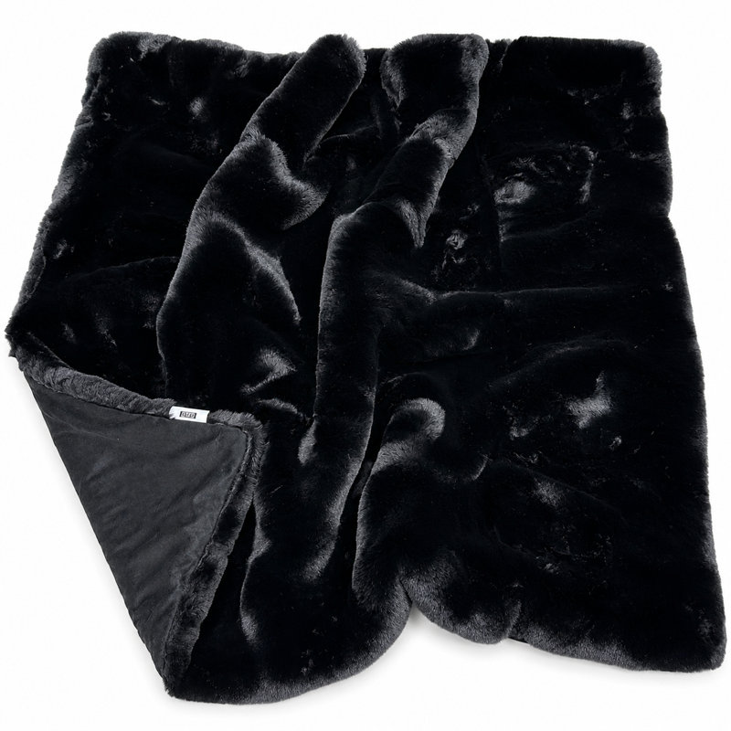 Jeté en fausse fourrure, Black, 60" L x 50" W