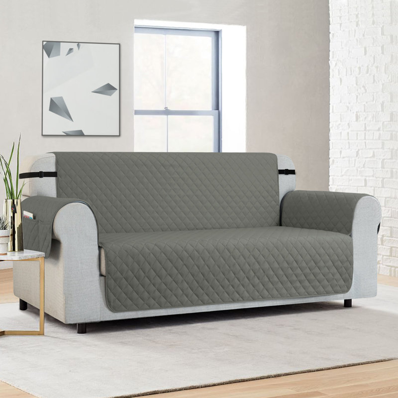 Loveseatss Box Cushion Loveseat Slipcover, 76" H x 98" W x 22" D, Light Grey