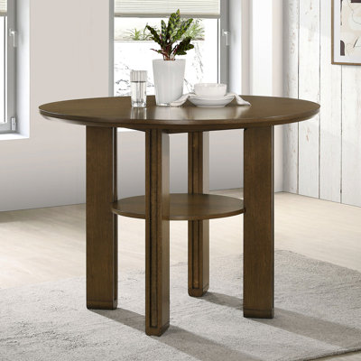 Table de salle à manger ronde à hauteur de comptoir en bois brun