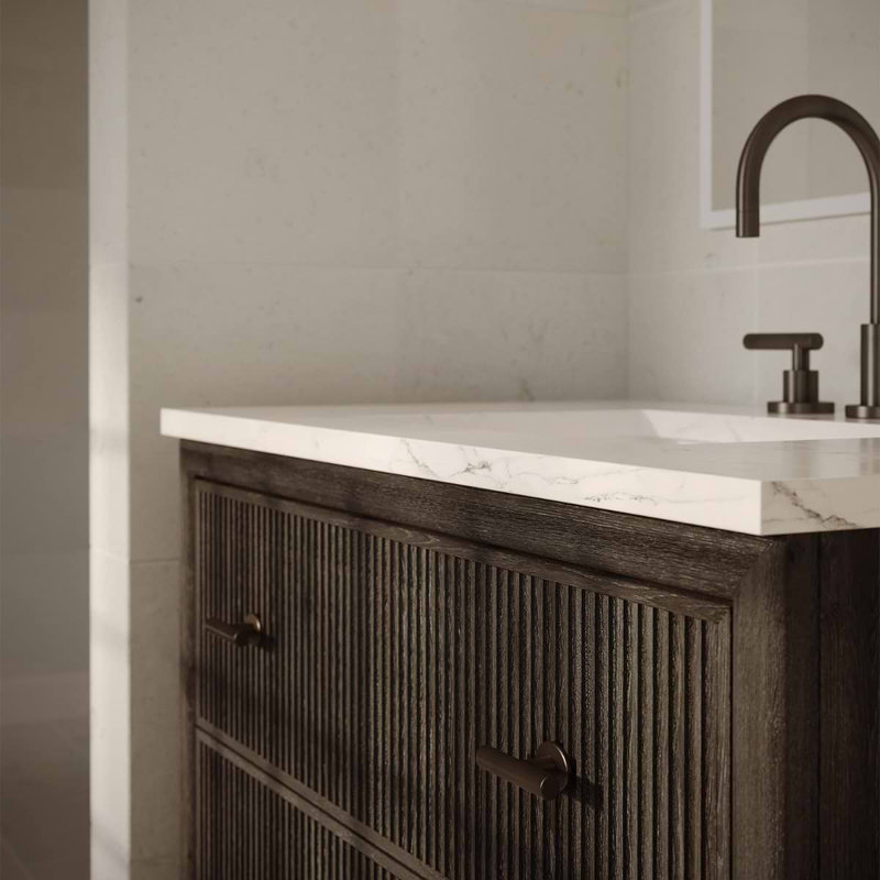 Rhett Vanity, Espresso Oak, 24" W, Carrara Marble