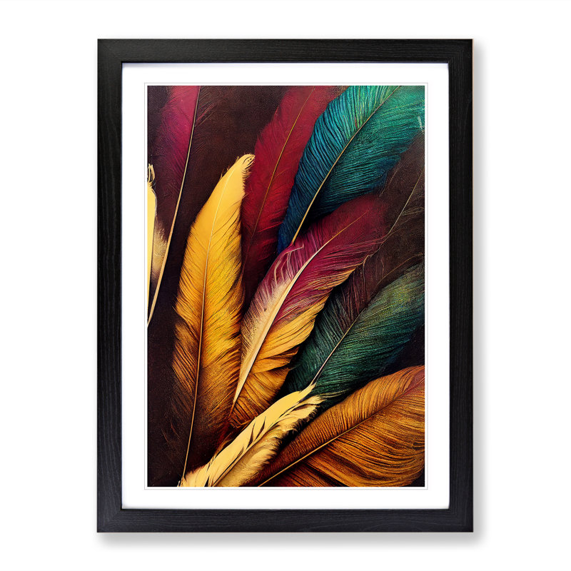 Phenomenal Feathers - Wall Art, Black Framed Paper, 48cm H x 36cm W, White