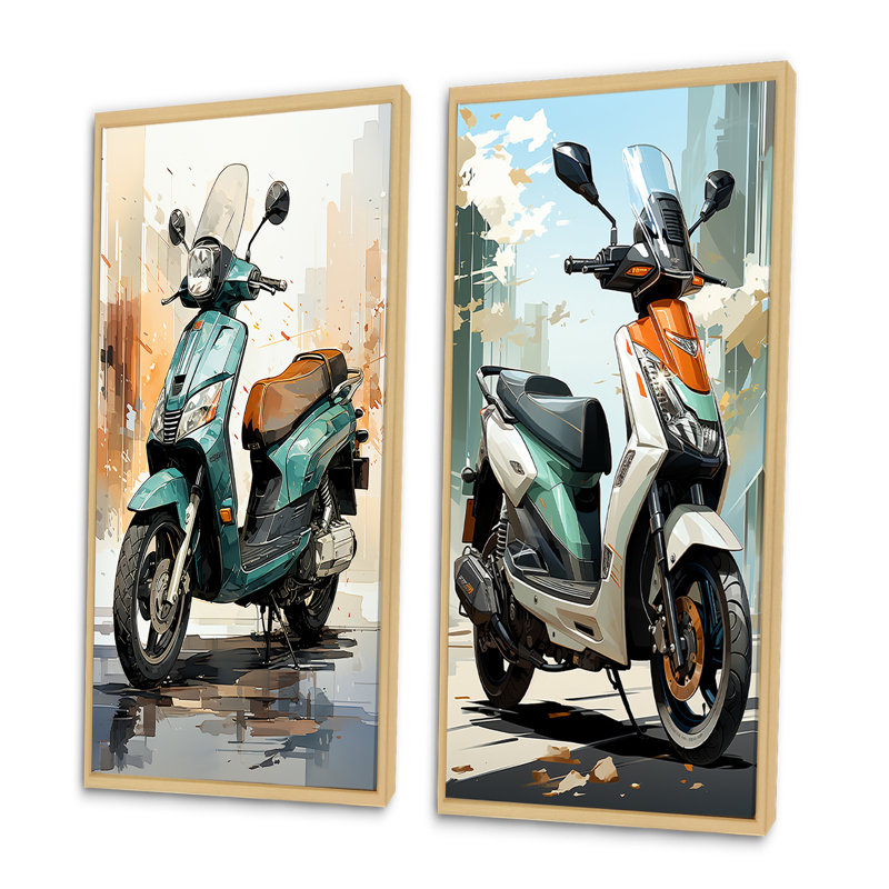 «Green Scooter City Cruiser», 2 pièces, H 40 po x l 40 po, Encadrement brun