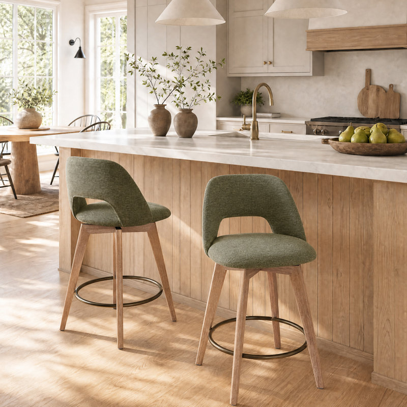 Tabouret de comptoir pivotant de style Mid-Century 26 po Wylee, Vert
