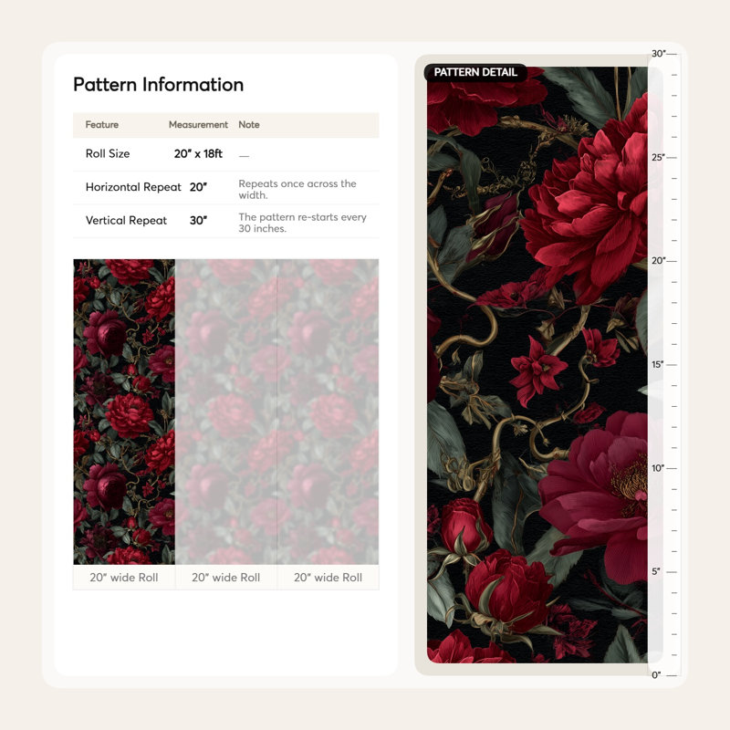Papier peint floral rétro Vintage, Non tissé, non collé