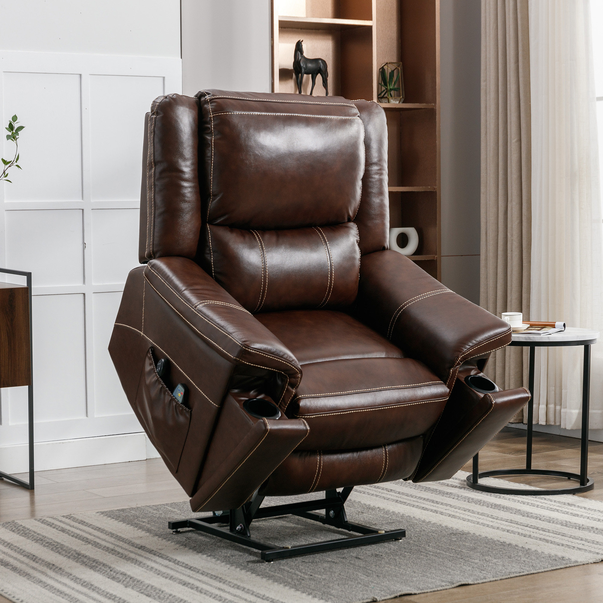 Cowhide leather online recliner