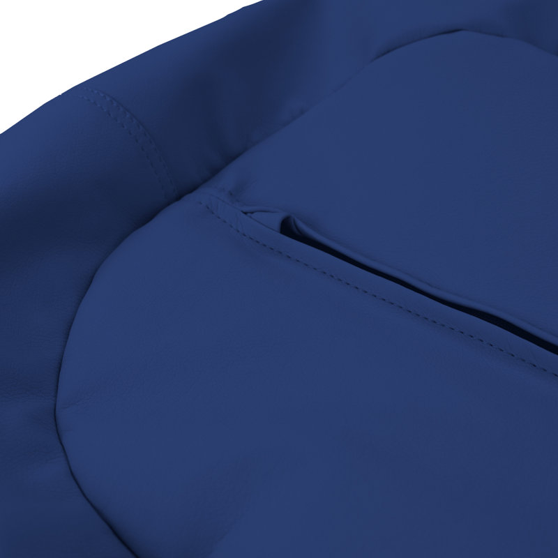 Factory Direct Partners 30 inch Round Faux Leather Bean Bag for Kids and Teens, Navy Faux Leather