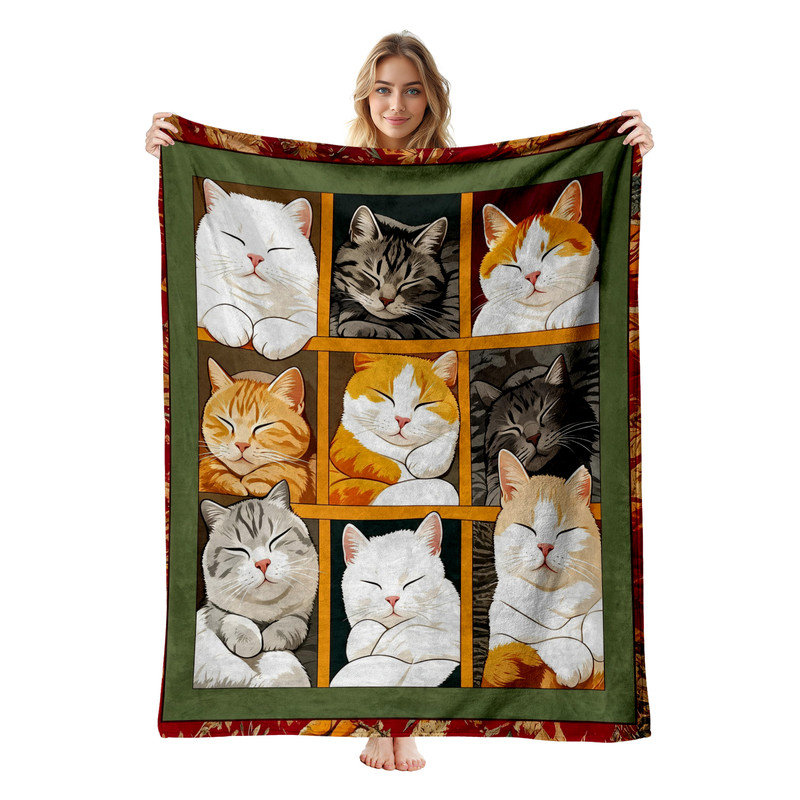Jeté en flanelle JYK, L 50 po x l 60 po, Grille de couchage pour chats
