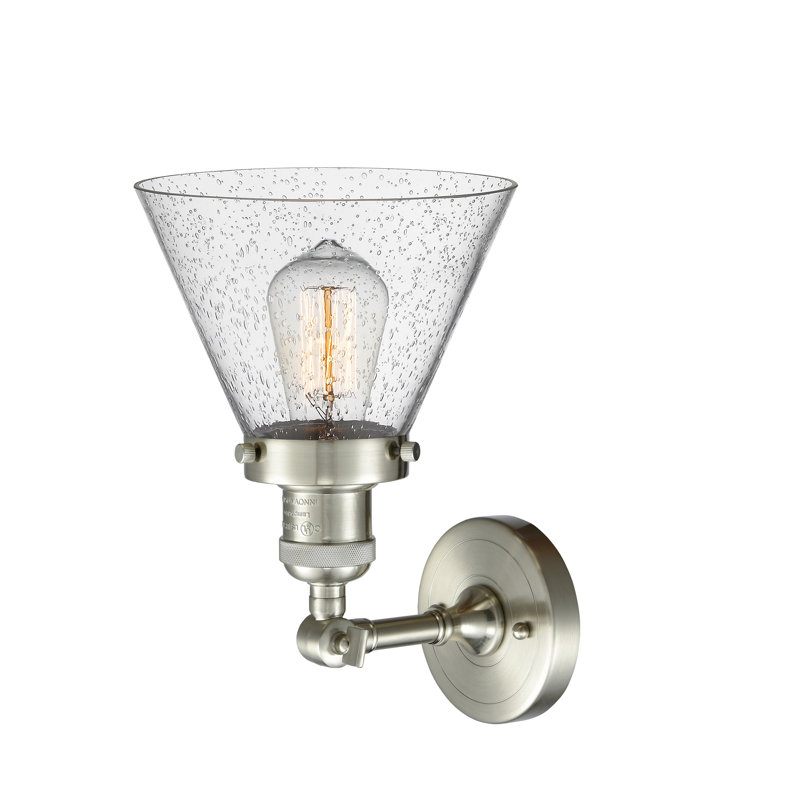 Agustine Flush Mount, Brushed Satin Nickel, 13.5" H x 7.75" W x 7.75" D