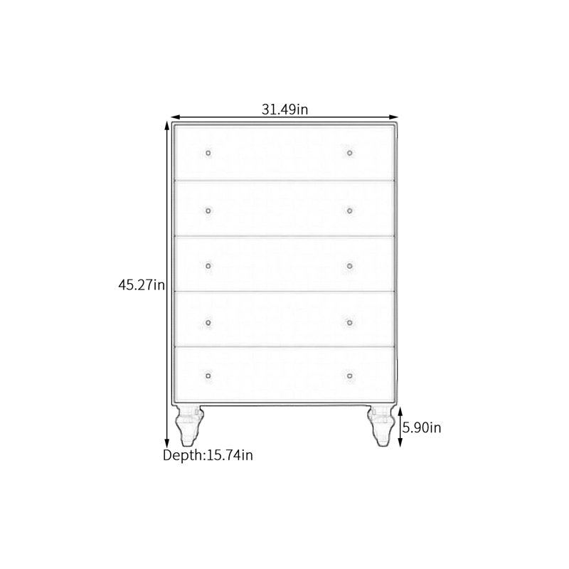 Armoire de rangement 5 tiroirs French Vintage, Noyer
