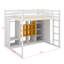 Lit mezzanine en bois pleine grandeur avec garde-robe, tablettes et armoire, cadre de lit multi-rangements peu encombrant avec échelle réversible-1580920033-1580920036