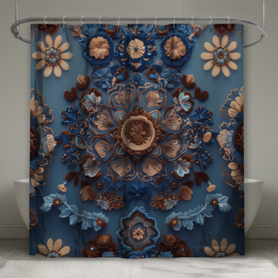 Rideaux de douche complexes à broderie florale très longs