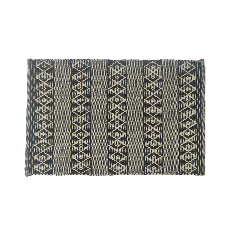 Steverson Cotton Bath Rug, Single - 36" L x 24" W, White/Beige