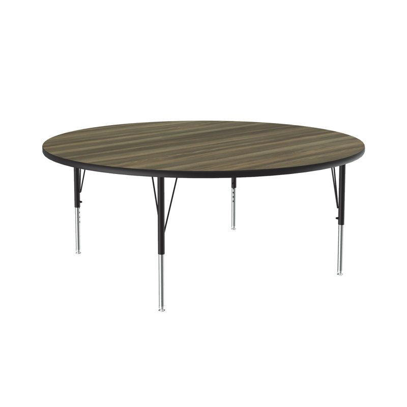 Table d'activité circulaire à hauteur ajustable, Noyer blanc colonial, H 29 po x L 60 po x l 60 po