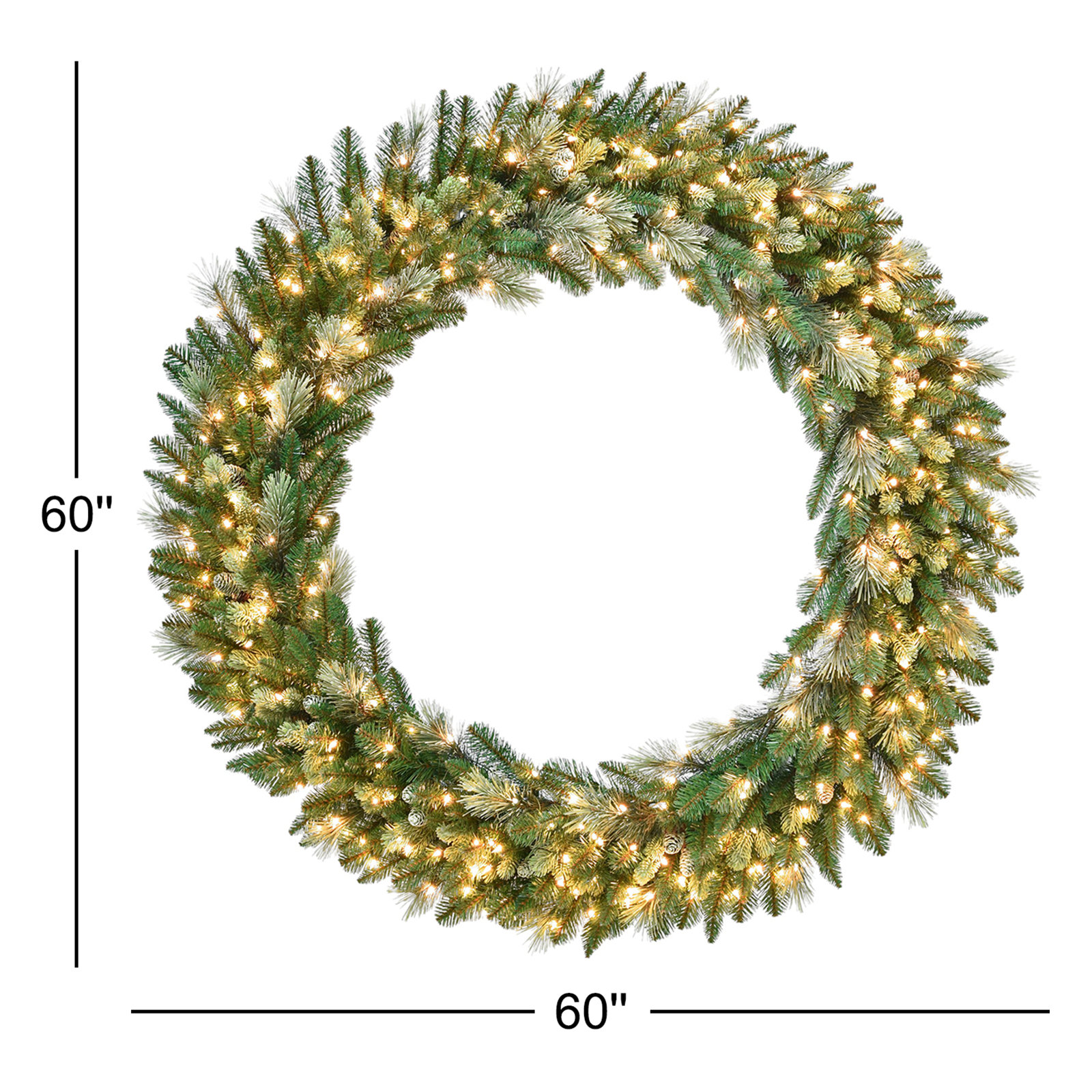 60" Pre-Lit Pine Wreath