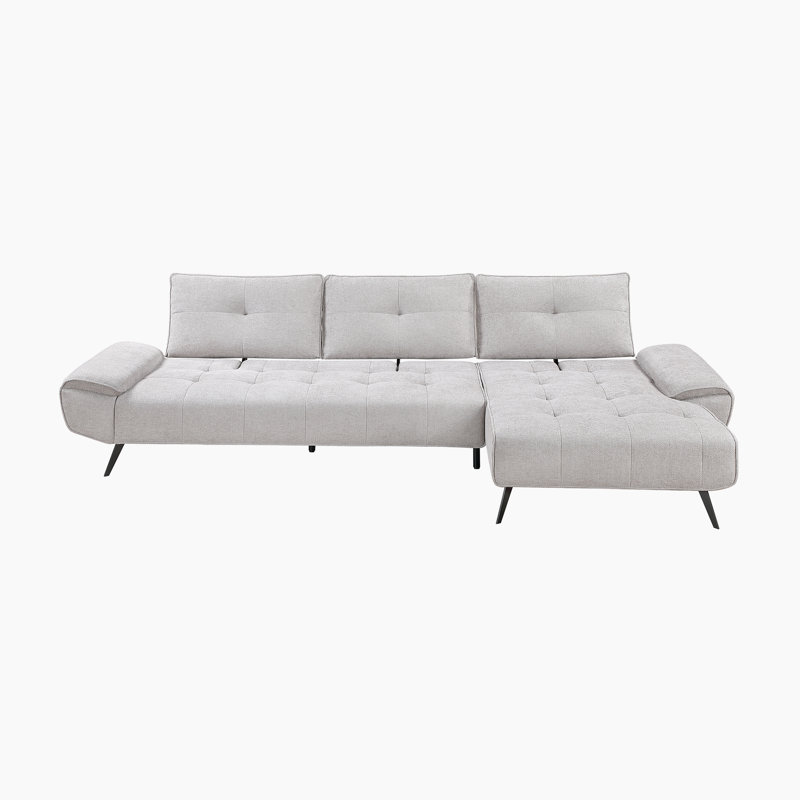 Canapé modulaire en chenille 2 pièces Kenner, Orienté à droite, Chenille gris pâle