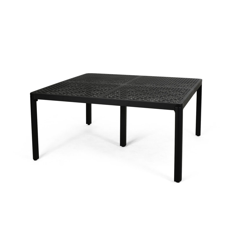 Table d'extérieur avec design tissé, aluminium au fini noir mat antique, structure en fonte robuste, l 61,65 po x P 61,65 po x H 29,22 po, table d'appoint moderne, antique, base rouille stable