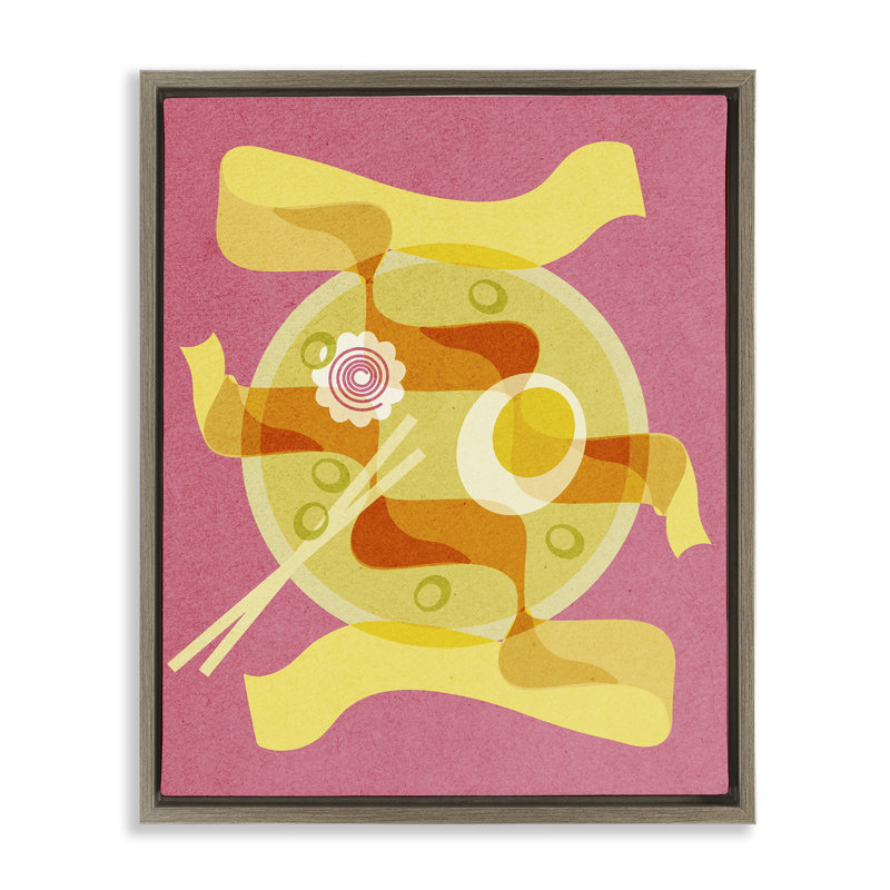 Cadre flottant Retro Mod Ramen, design par Lil 'Rue, H 31 po x l 25 po, Cadre flottant orme Montalcino