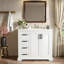 Meuble-lavabo avec lavabo en céramique, tablettes réglables et trois tiroirs-1234480101