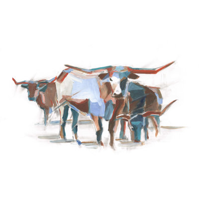 Modern Longhorns II - peinture sur toile tendue