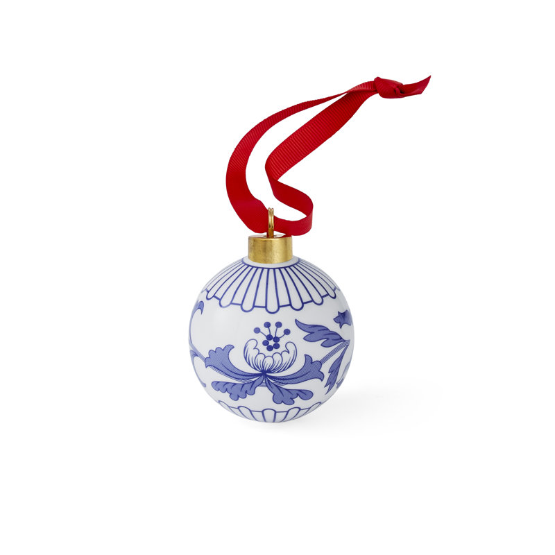 Spode Blue Italian Christmas Bauble Florals