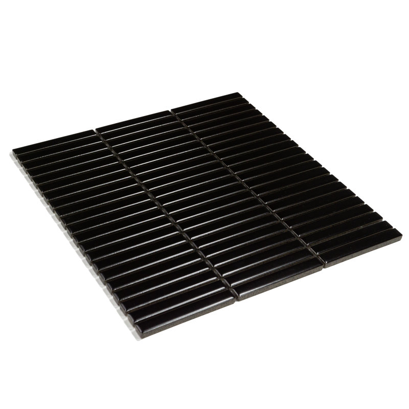 Shades Black .5" x 4" Stacked/Fluted Mosaic Tile