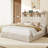 Queen Size Bed with 6 Storage Drawers & Headboard, Upholstered Bed Frame with Charging Station, Beige-557491004-557491006
