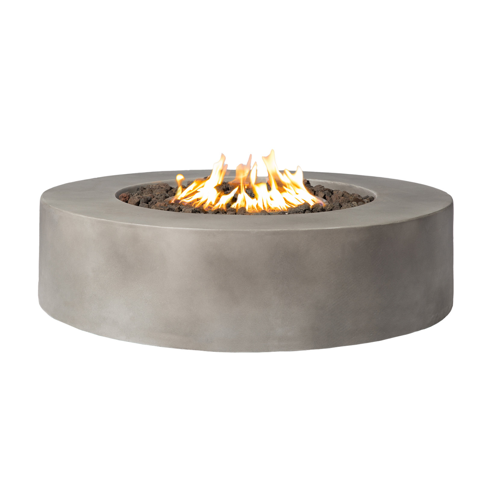 Rashid Round Concrete Outdoor Fire Table, Natural Concrete, 12" H x 36" W x 36" D