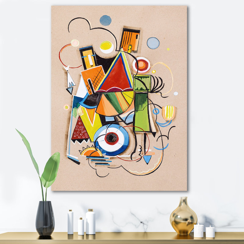 Coloured Geometric Abstract Compositions I - Reproduction de dessin sur toile tendue, H 40 po x l 30 po x 1,5 po