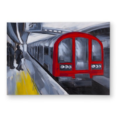 People Waiting Metro - Blue Transportation Outdoor Area Rug