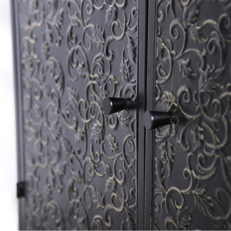 Armoire décorative Art avec 2 portes, armoire buffet avec rangement, armoire de rangement décorative patinée avec motif en relief pour le salon de la salle à manger