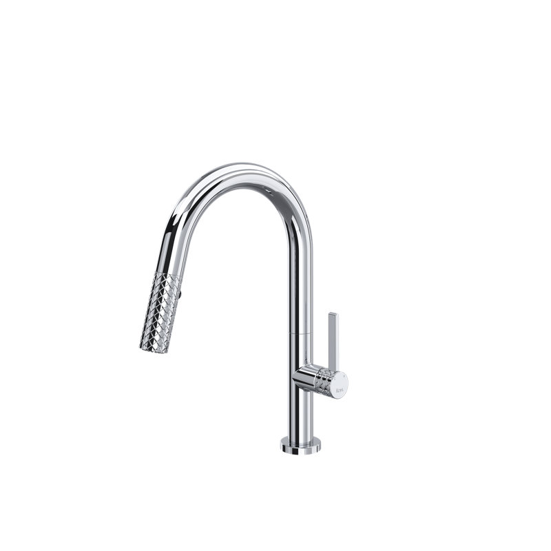 Elegant Transitional 13'' Polished Nickel Bar Faucet with Pull-out Spray