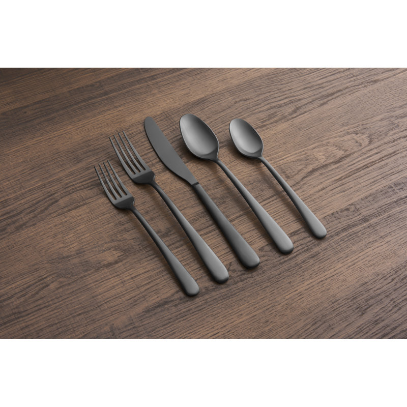 Rafael 20-Piece 18/0 Stainless Steel Flatware Set, Service for 4, Black