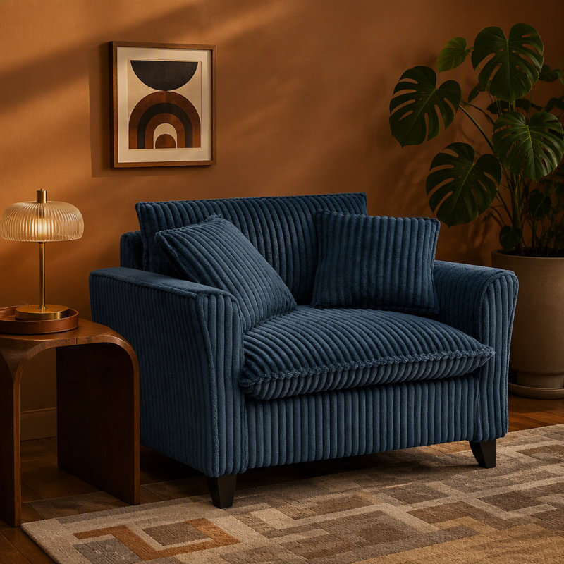 Fauteuil paresseux, fauteuil confortable pour une personne, avec dossier et coussin d'assise moelleux, avec accoudoirs des deux côtés, convenant au salon et à la chambre à coucher - Bleu